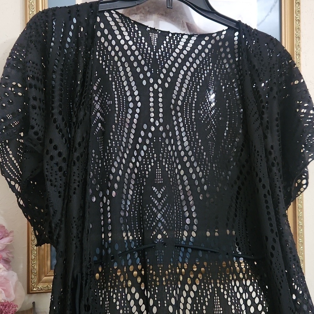 Black Swim Cover-Up Beach Sexy Cruise Pool Party Large - Picture 5 of 6